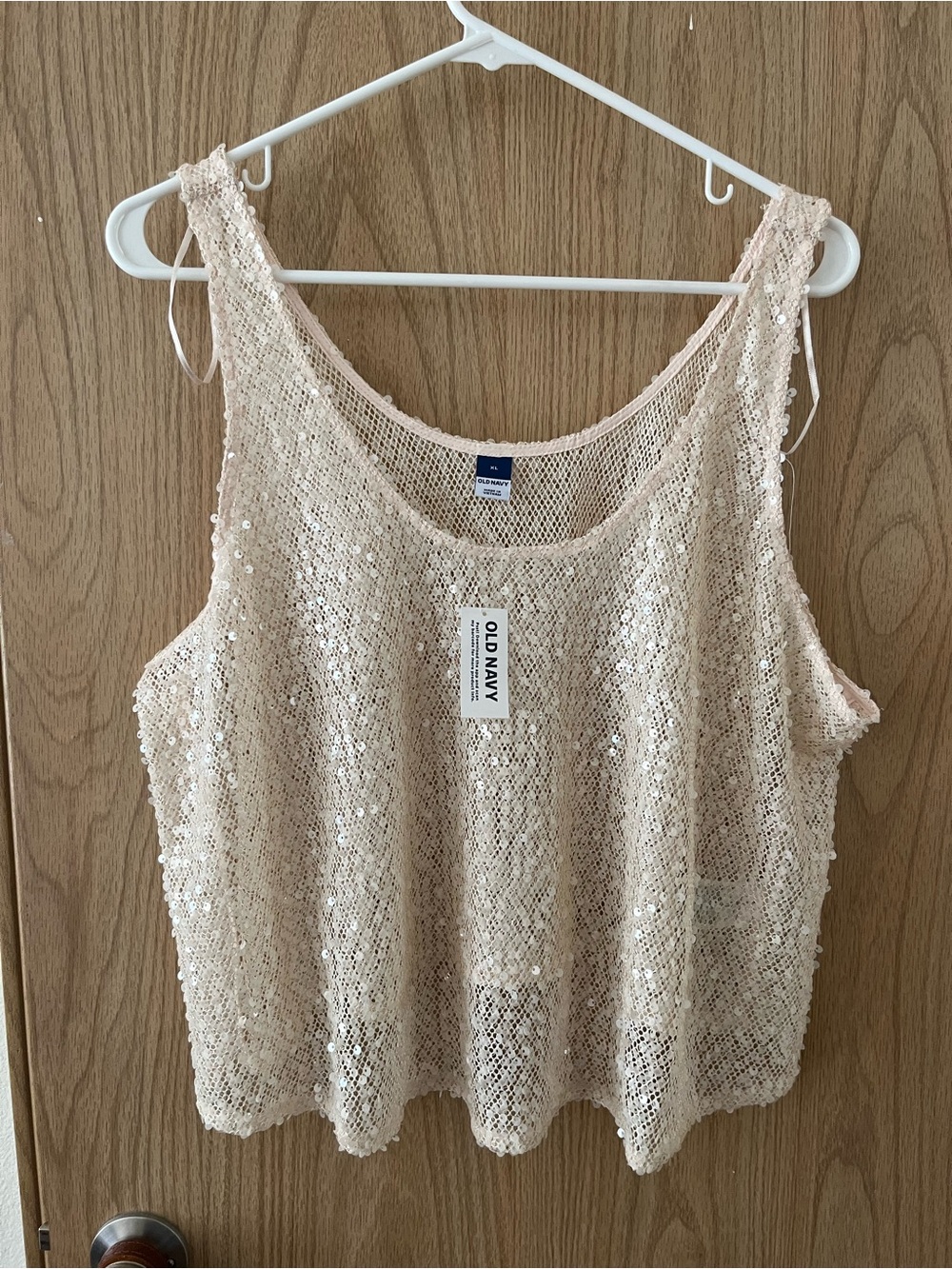 NWT Old Navy Sequin Tank Top in Sea Salt - Picture 3 of 9